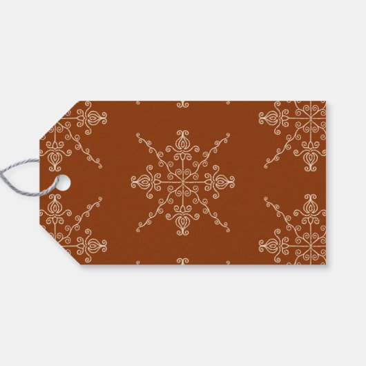 Personalised Brown Indian Boho Line Art Pattern Cadeaulabel (Achterkant Horizontaal)