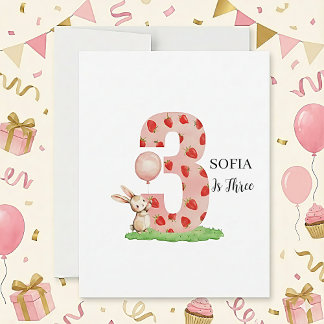Personalised Bunny 3rd Birthday Card Daughter Feestdagenkaart