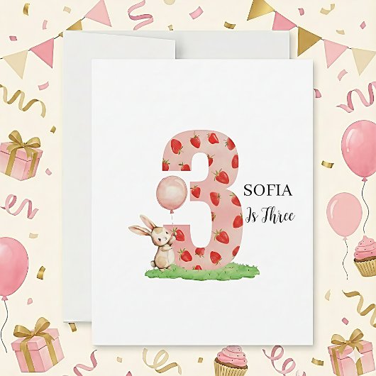 Personalised Bunny 3rd Birthday Card Daughter Feestdagenkaart