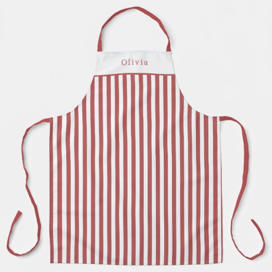Personalised Burgundy Stripe Pattern Apron Schort (Voorkant)