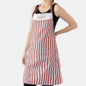 Personalised Burgundy Stripe Pattern Apron Schort (Insitu)