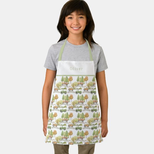 Personalised Cars Pattern Apron. Schort (Insitu)