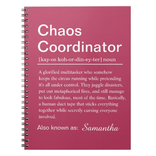 Personalised Chaos Coordinator Definition Notitieboek (Voorkant)