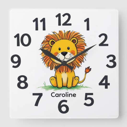 Personalised Child's Wall Clock Vierkante Klok (Voorkant)