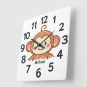 Personalised Child's Wall Clock Vierkante Klok (Hoek)