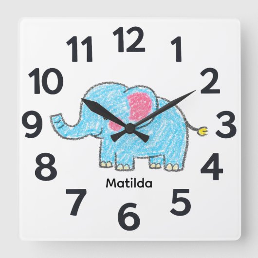 Personalised Child's Wall Clock Vierkante Klok (Voorkant)