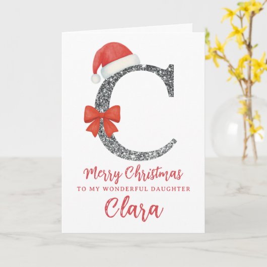 Personalised Christmas Card - Letter C Kaart (Gele Bloem)