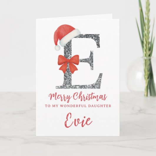 Personalised Christmas Card - Letter E Kaart (Voorkant)