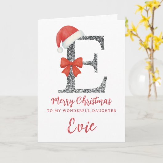 Personalised Christmas Card - Letter E Kaart (Gele Bloem)