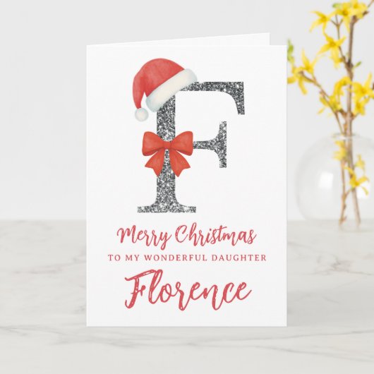 Personalised Christmas Card - Letter F Kaart (Gele Bloem)