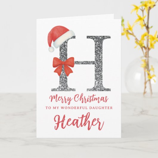 Personalised Christmas Card - Letter H Kaart (Gele Bloem)