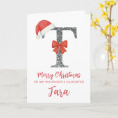 Personalised Christmas Card - Letter T Kaart (Gele Bloem)