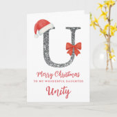 Personalised Christmas Card - Letter U Kaart (Gele Bloem)