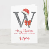 Personalised Christmas Card - Letter W Kaart (Voorkant)