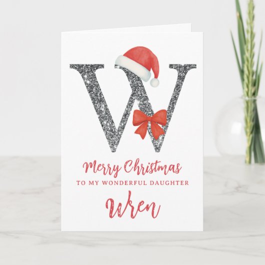 Personalised Christmas Card - Letter W Kaart (Voorkant)