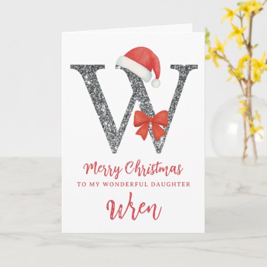 Personalised Christmas Card - Letter W Kaart (Gele Bloem)
