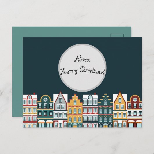 Personalised Christmas Eve Houses  Briefkaart (Voorkant / Achterkant)