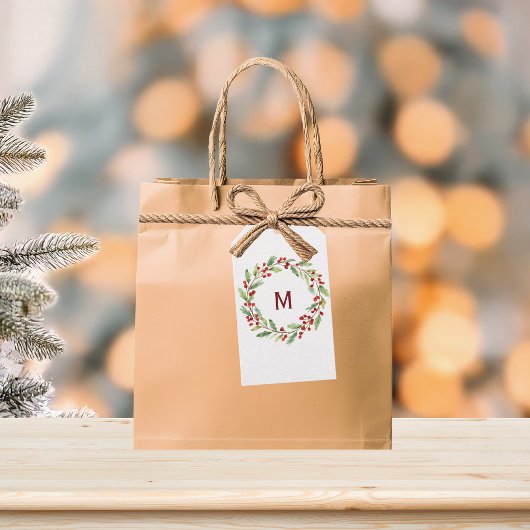 Personalised Christmas Monogram Red-Berry Wreath Cadeaulabel