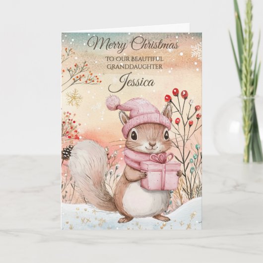 Personalised Christmas Squirrel  Feestdagen Kaart (Voorkant)
