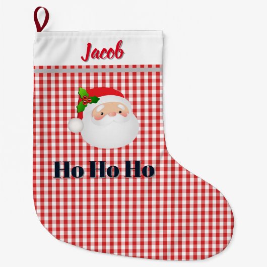 Personalised Christmas Stocking - Santa Ho Ho Ho Grote Kerstsok (Voorkant)