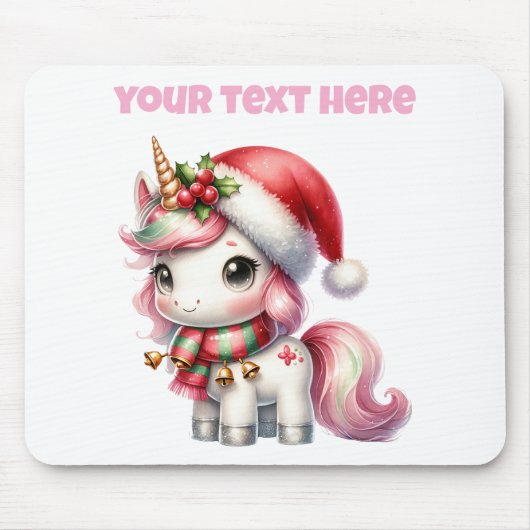 Personalised Christmas Unicorn Mousepad Muismat (Voorkant)