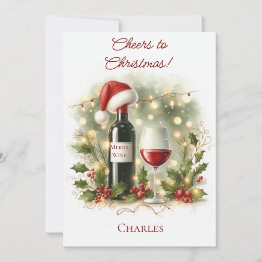 Personalised Christmas Wine Lover Card  Feestdagenkaart (Voorkant)
