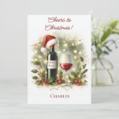 Personalised Christmas Wine Lover Card  Feestdagenkaart (Staand voorkant)