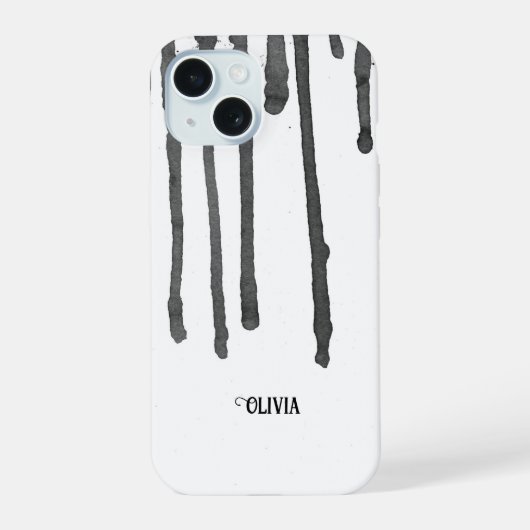Personalised Cool Black Dripping Paint iPhone Case iPhone 15 Case (Achterkant)