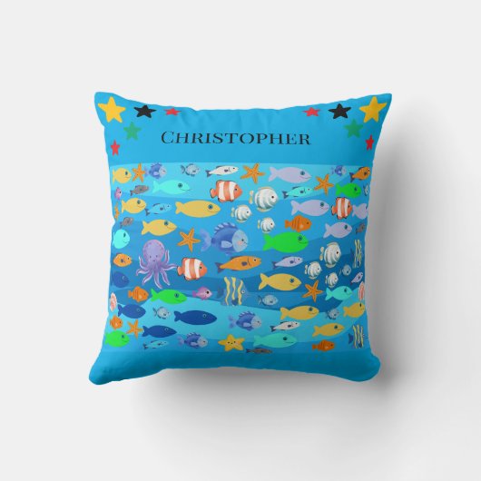 Personalised cushion - fish design - present idea kussen (Achterkant)