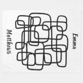 Personalised Custom Name Abstract Line Art Fleece Deken (Voorkant (Horizontaal))