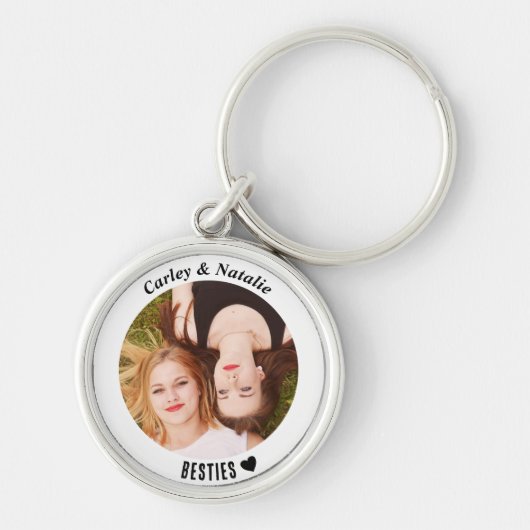 Personalised Custom Photo Besties Best Friend Sleutelhanger (Voorkant)
