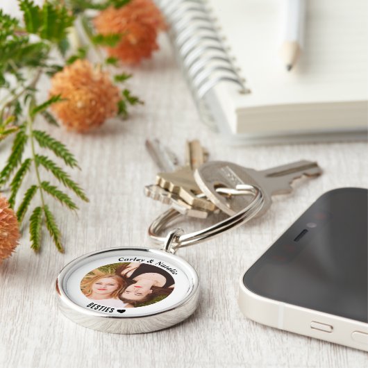 Personalised Custom Photo Besties Best Friend Sleutelhanger (Zijkant)