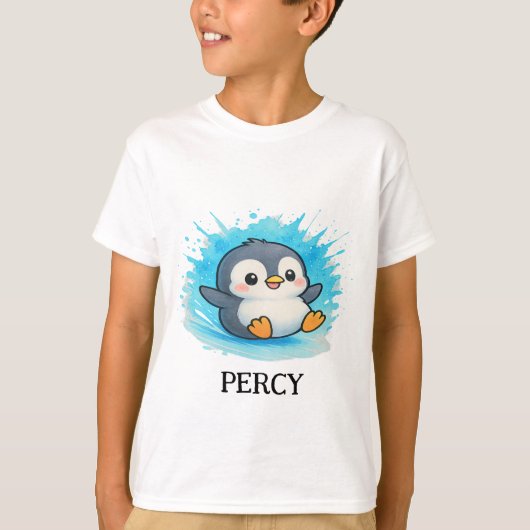 Personalised Cute Animal Tee - Kids T-Shirt Percy  (Voorkant)