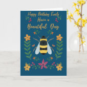 Personalised Cute Bee Happy Birthday Card for her  Kaart (Gele Bloem)