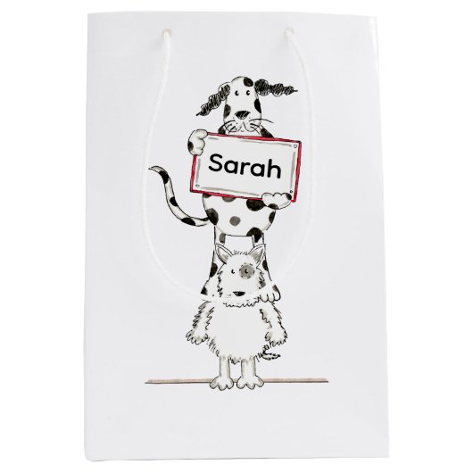 Personalised Cute Dog Acrobat  Medium Cadeauzakje (Voorkant)