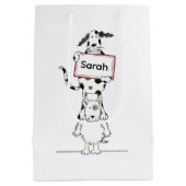 Personalised Cute Dog Acrobat  Medium Cadeauzakje (Achterkant)