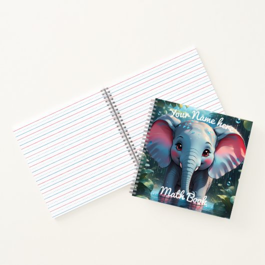 Personalised Cute Elephant in the Rain  Notitieboek (Binnen)