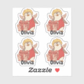 Personalised Cute Penguin Cupid Valentine Stickers (Vel)