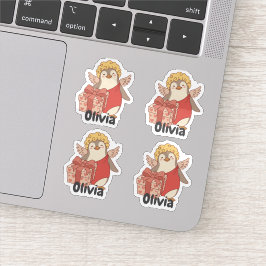 Personalised Cute Penguin Cupid Valentine Stickers