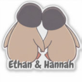 Personalised Cute Penguin Valentine Sticker (Voorkant)