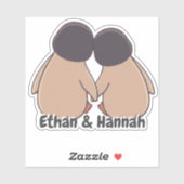 Personalised Cute Penguin Valentine Sticker (Vel)