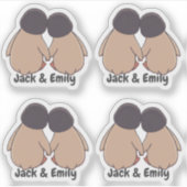 Personalised Cute Penguin Valentine Stickers (Voorkant)