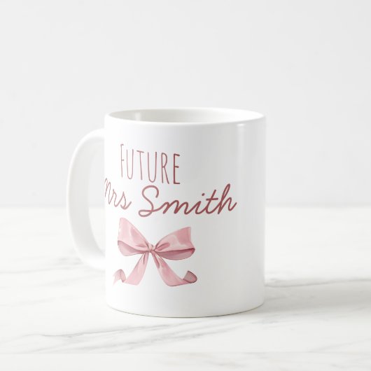 Personalised Cute ribbon coquette future Mrs  Koffiemok (Voorkant links)