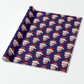 Personalised Dark Blue Face Santa Hat Gift Wrap Cadeaupapier (Uitgerold)