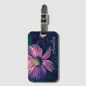 Personalised Dark Purple Flowers Bagagelabel (Voorkant (verticaal))