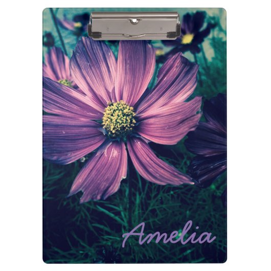 Personalised Dark Purple Flowers Klembord (Voorkant)