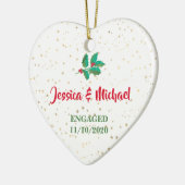 Personalised Engaged Gold Stars Holly Red Green Keramisch Ornament (Links)