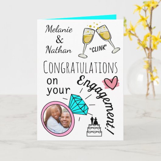 Personalised Engagement Congratulations Photo Card Kaart (Gele Bloem)