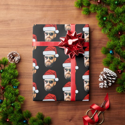 Personalised Face Santa Hat Gift Wrap, Funny Face Cadeaupapier (Feestdagen Geschenken)