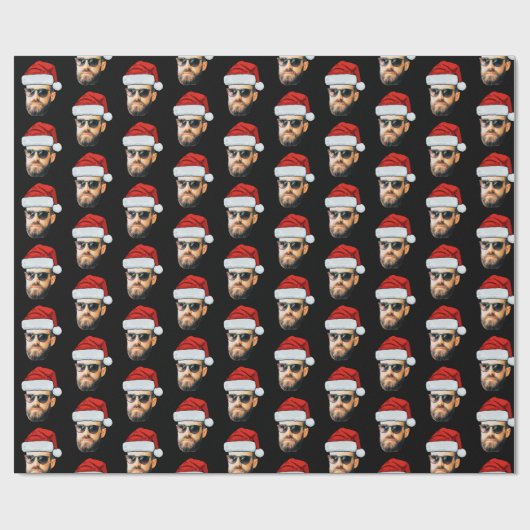 Personalised Face Santa Hat Gift Wrap, Funny Face Cadeaupapier (Vlak)